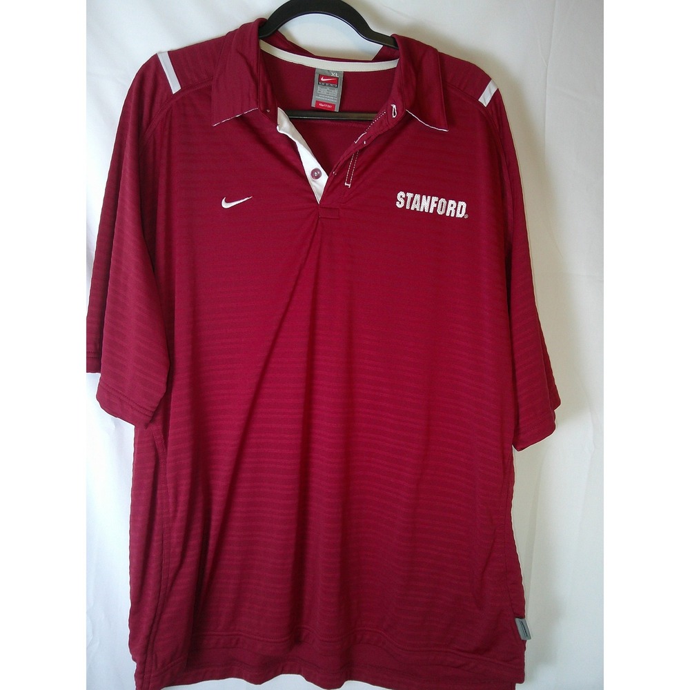 Vintage Nike Team Stanford Cardinal Polo Shirt Mens XL Red Dri-FIT Short‎ Sleeve